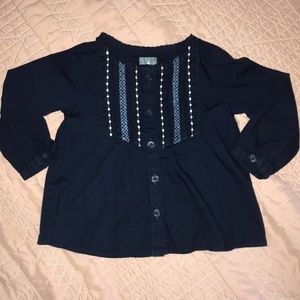 Embroidered blue swing top - toddler girl